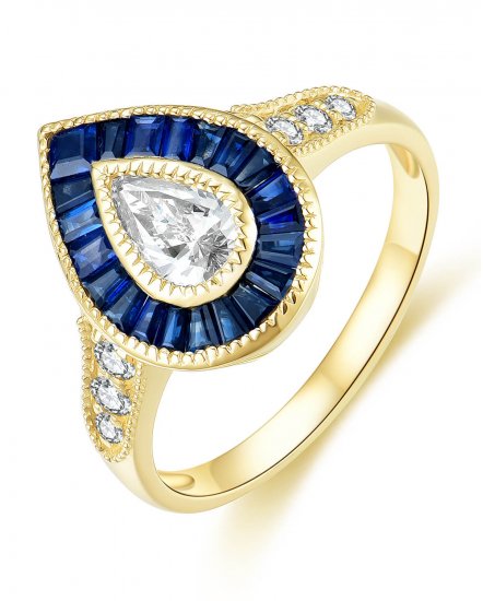 PEAR SAPPHIRE DIAMOND RING (TR4094)